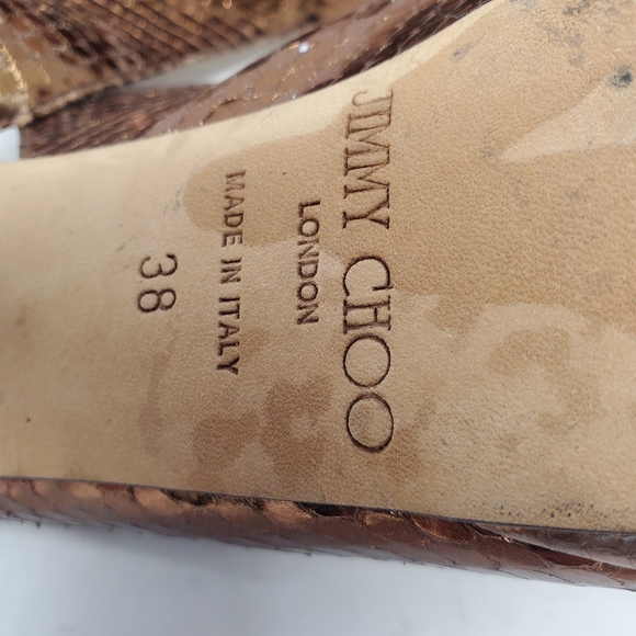 Jimmy Choo Bronze Leather Pumps - Picture 6 of 7